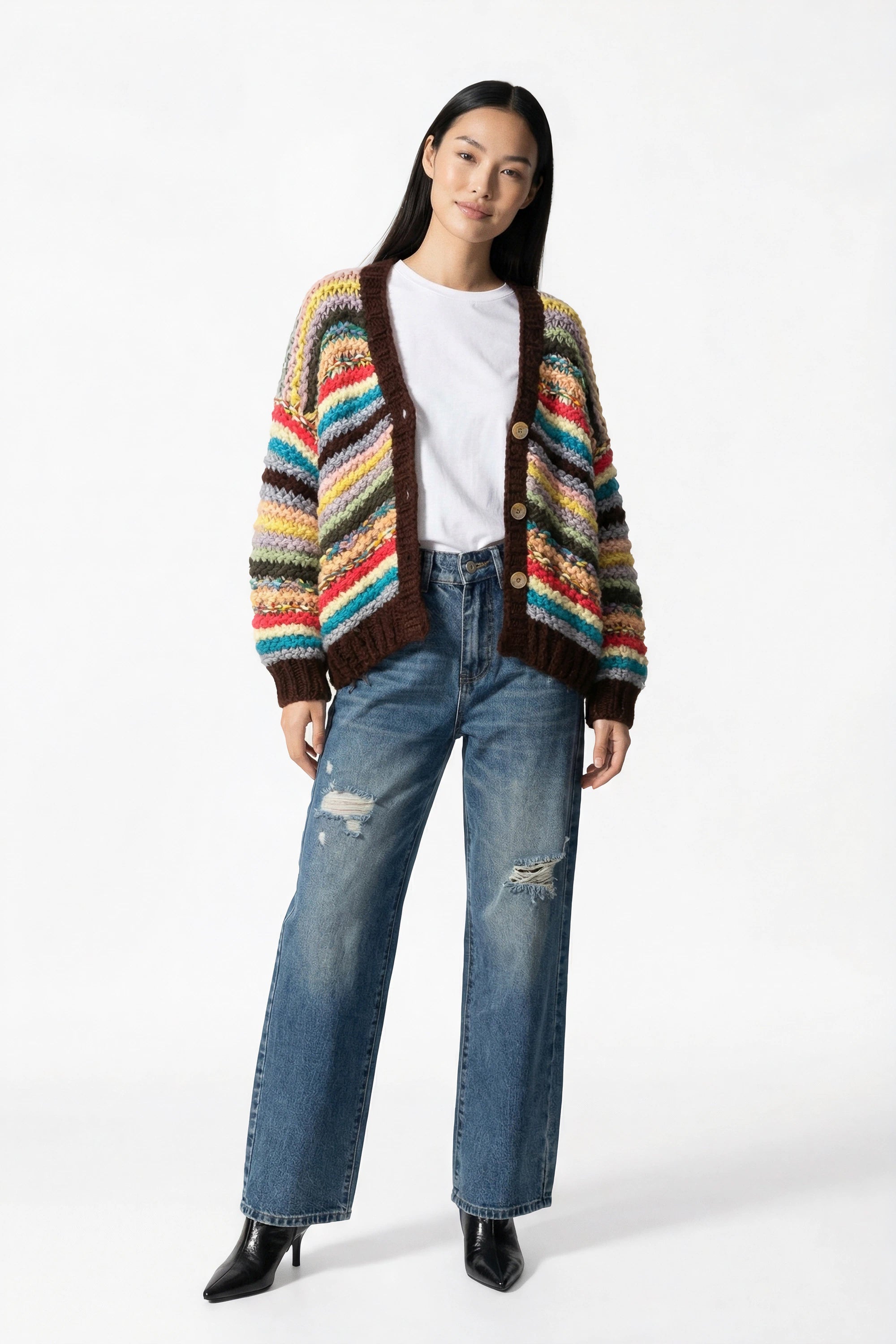 Cardigan in maglia a V