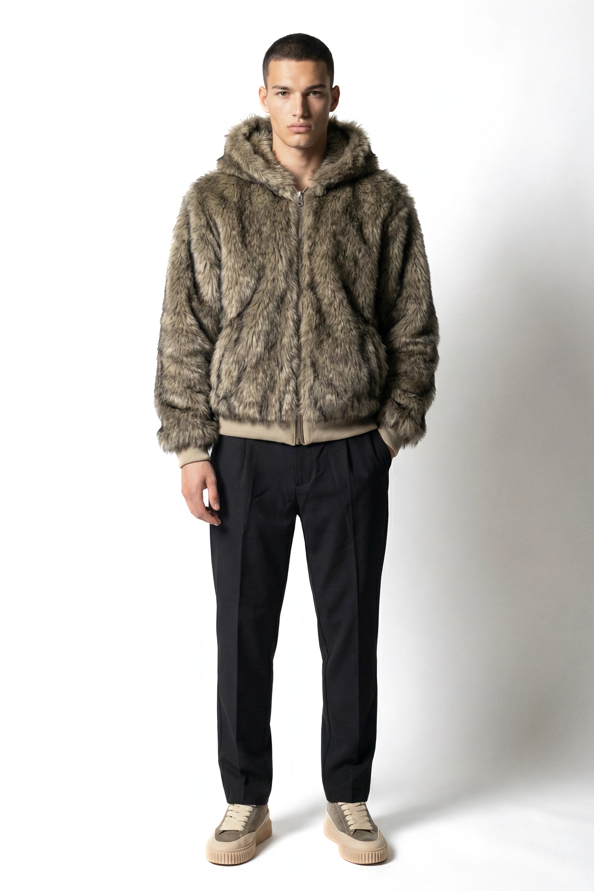 Eco - Pelliccia Hoodie con zip